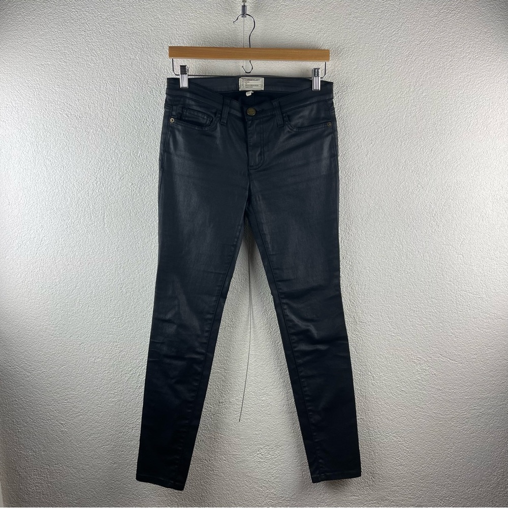 Anthropologie l 27 Current/Elliott The Ankle Skinny Black Coated Bombshell Jeans